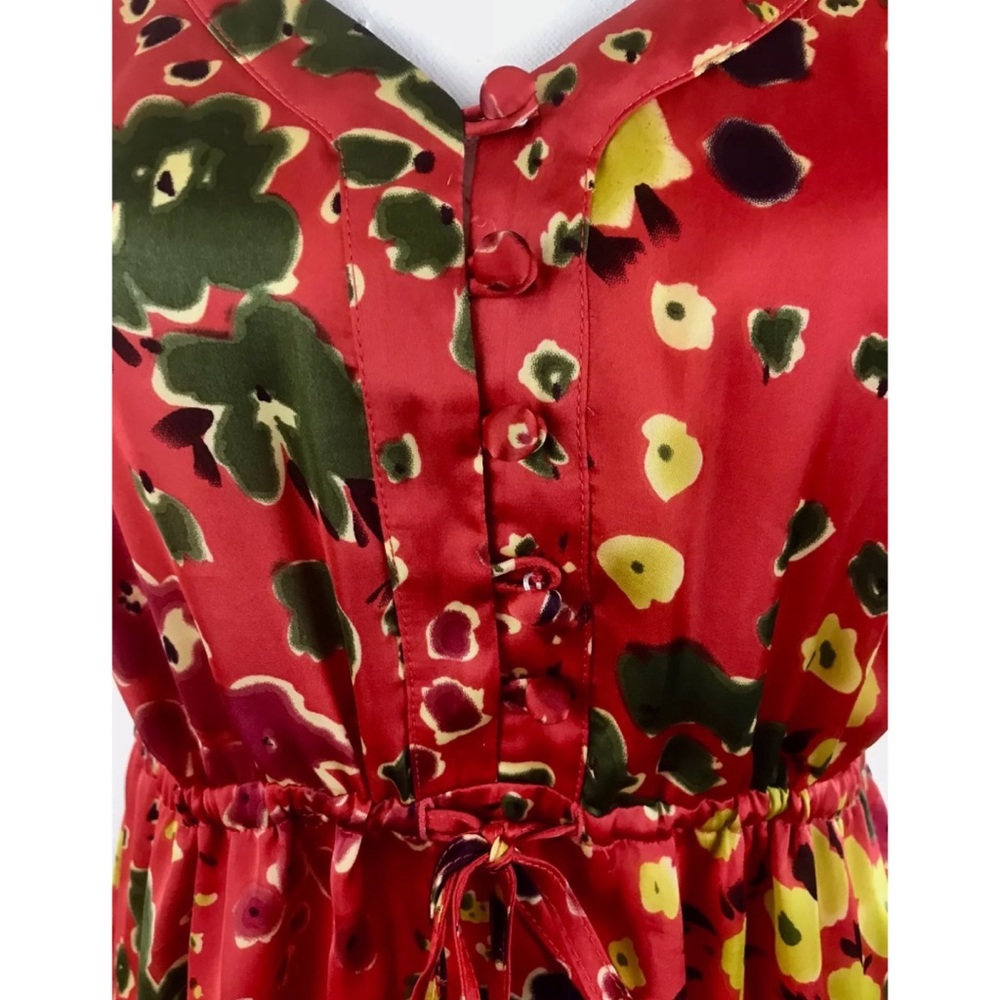 CABI Red Floral Sleeveless Tunic Blouse - Picture 3 of 7